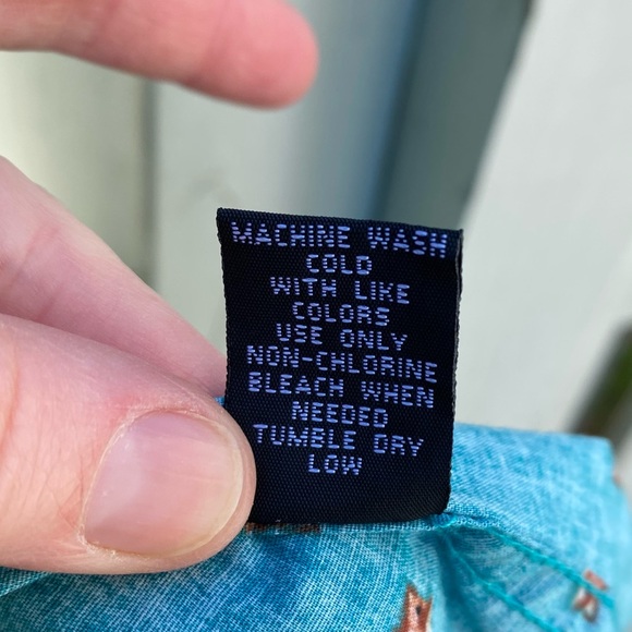 Teal Fox Print Button Down - Picture 5 of 7